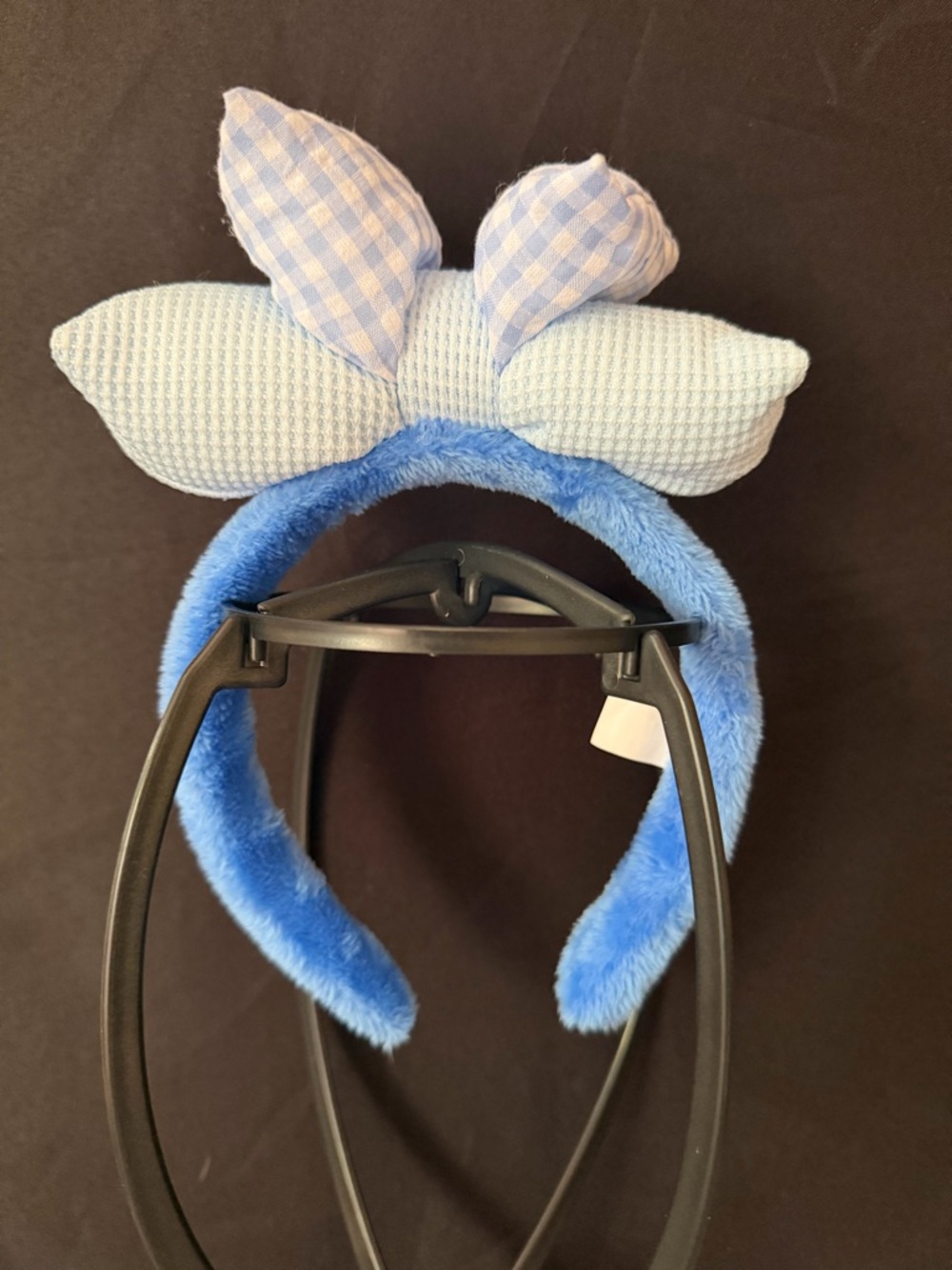 Disney Alice in Wonderland Bow Headband Blue Plush Gingham